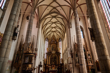 St. Vitus Church gothic cathedral, national cultural monument in Cesky Krumlov, south Bohemia region of Czech Republic