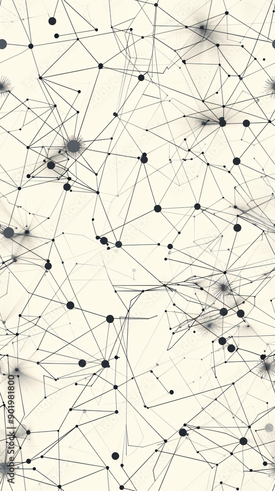Poster complex network of interconnected lines creating a seamless technological design