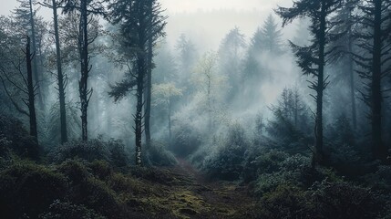Atmospheric Forest Trail Background. Nature Photography.