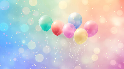 Vibrant Balloons Soaring in Rainbow Sky - Joyful and Colorful Celebration Concept