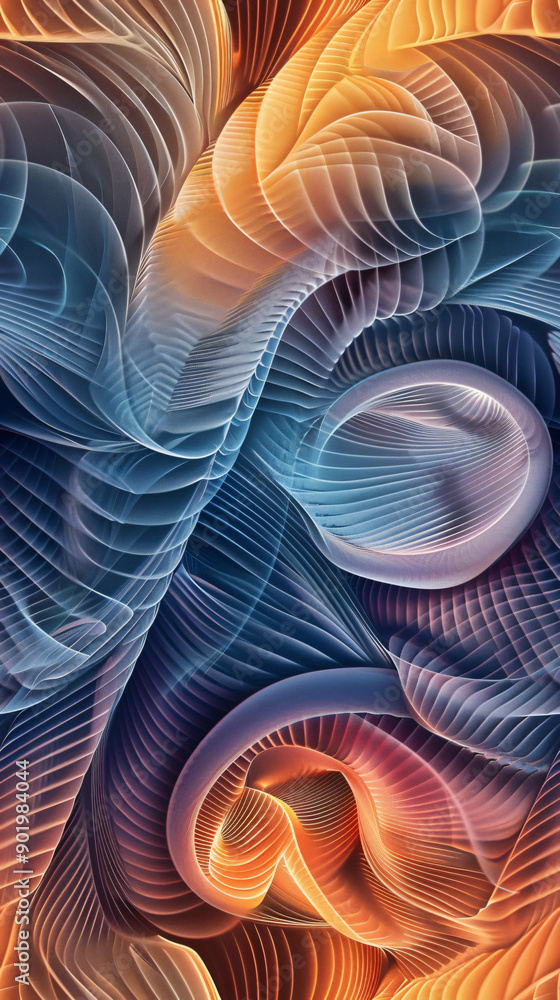 Aufkleber Captivating abstract design with intricate flowing lines and shapes, evoking depth and movement