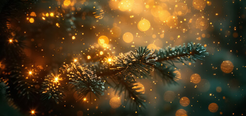Dark green and gold Abstract background and bokeh on New Year's Eve
