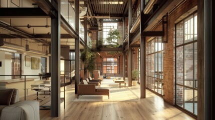 Adaptive reuse project, converting an old industrial building into modern apartments and office spaces