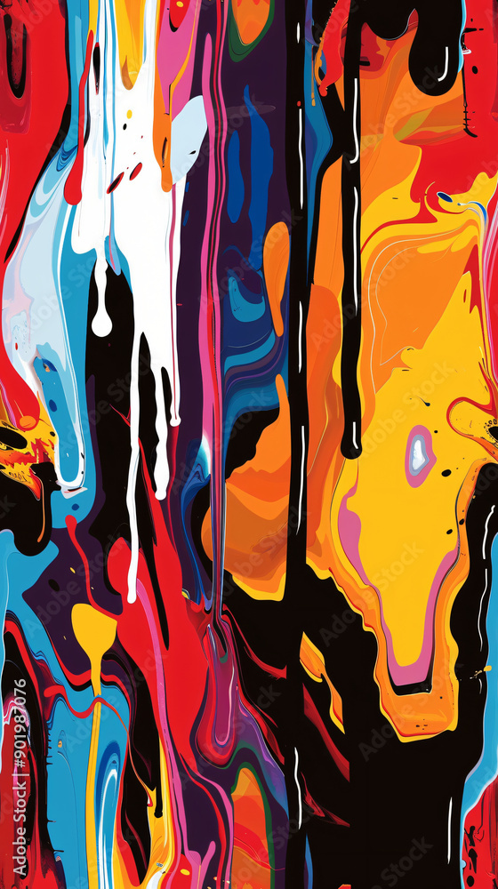 Poster vibrant abstract background with flowing paint forming swirls and vortexes, ideal for projects seeki