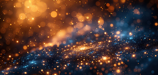 Fototapeta premium Black, blue and gold bokeh, Christmas luxury background