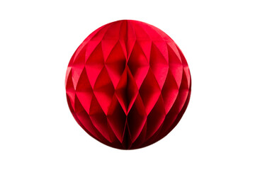 Red honeycomb  paper ball decoration isolated on transparent background