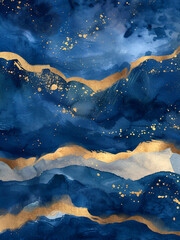"Enigmatic Night Sky Over the Serene Sea in Watercolor"