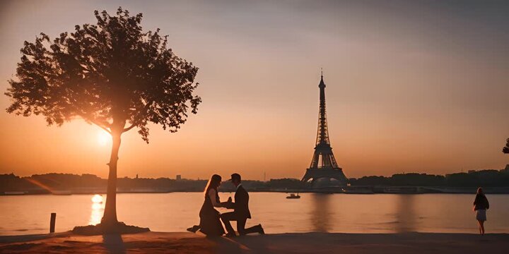 Marriage proposal in Paris.