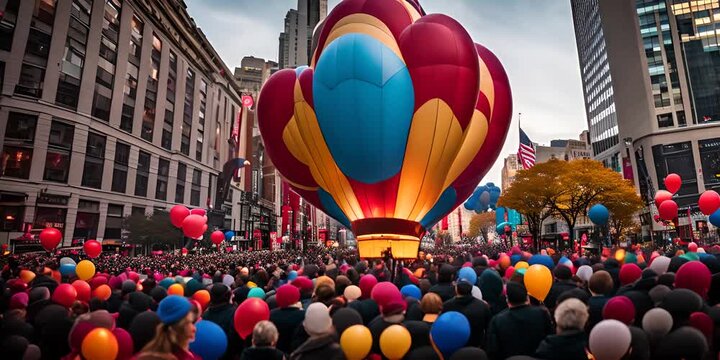 Macy's parade day in New York. Thanksgiving celebration.