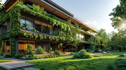 Sustainable Building Design An eco-friendly building design with an emphasis on sustainable materials and green construction techniques