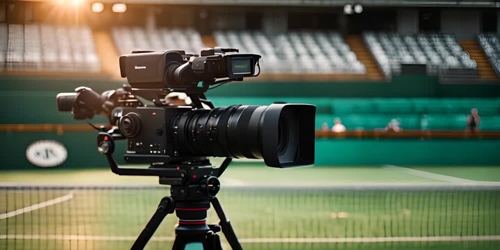 TV camera on a tennis court.