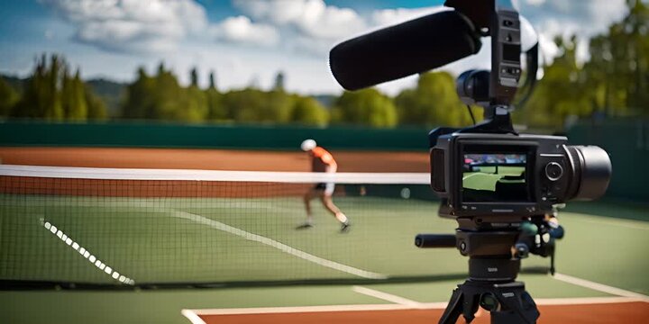 TV camera on a tennis court.