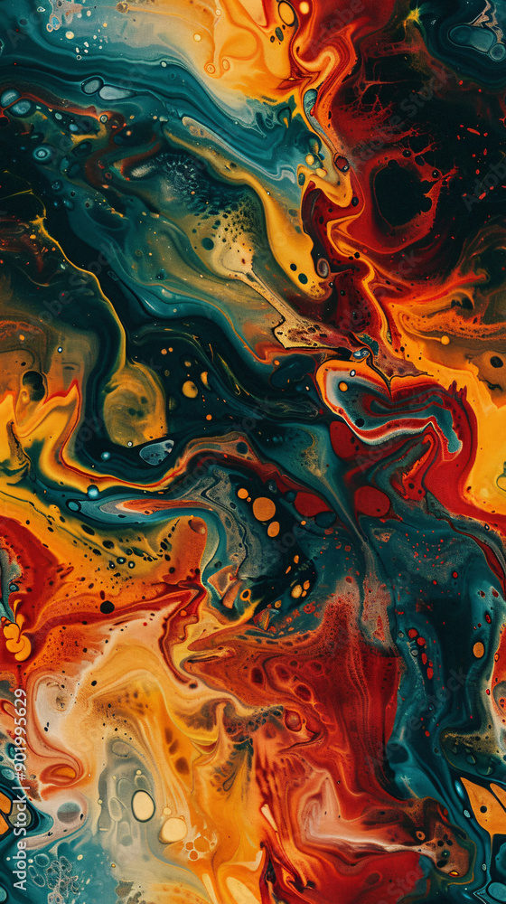 Aufkleber Background of an abstract painting using warm colors, creating swirls and patterns