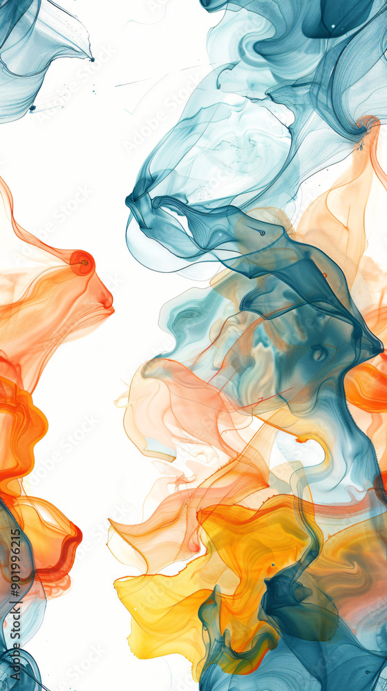 Poster abstract background with colorful ink flowing and mixing, creating stunning visuals