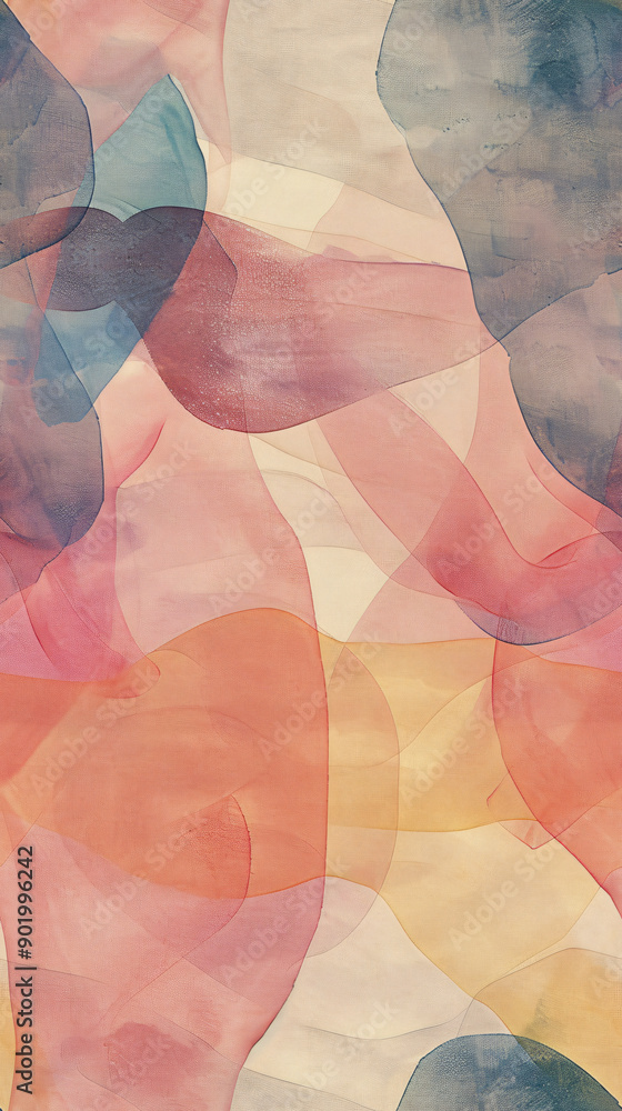 Poster soft and modern aesthetic created by organic shapes and pastel color transitions in abstract seamles