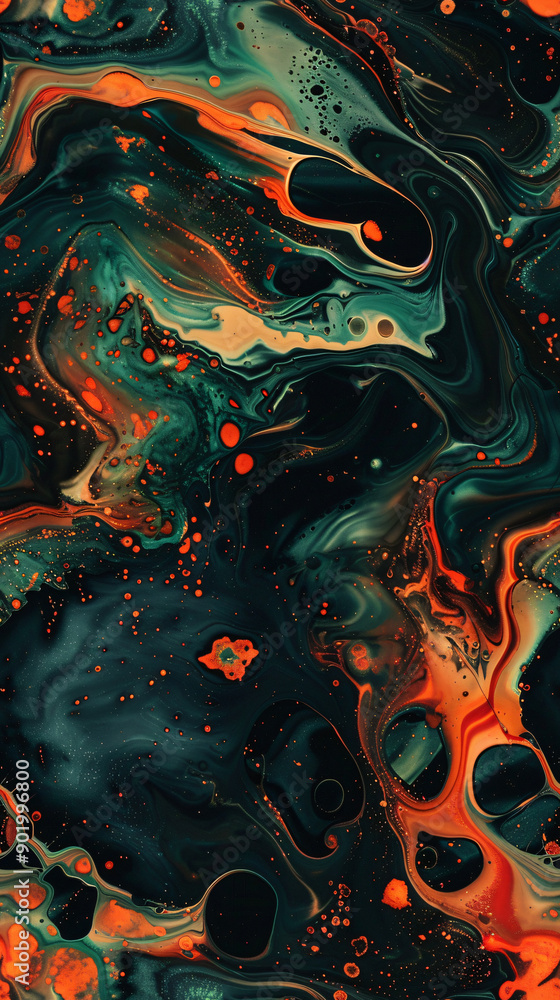 Aufkleber abstract painting forming a colorful pattern with green and orange, perfect for backgrounds and crea