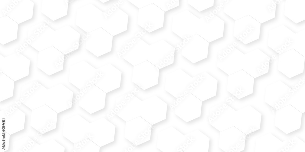Poster 3d hexagonal structure futuristic white background and embossed hexagon abstract with hexagon backgr