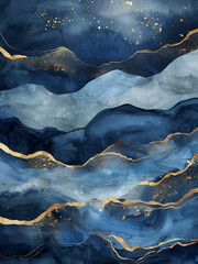 "Harmonious Blend of Sea and Night Sky in Watercolor Art"