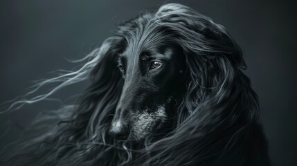 Afghan Hound with flowing hair