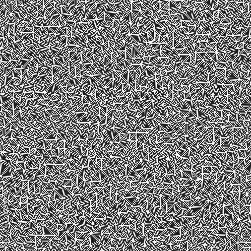 Poster triangles background. small triangles size. solid shapes in frames. black and white style. repeatabl