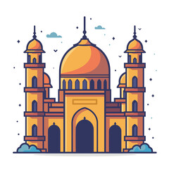 Obraz premium Taj Mahal flat color vector illustration. Muslim mosque in India