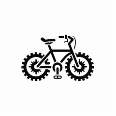 Fototapeta premium Illustration of Fat Tire Mountain Bike in Black and White Icon Style.