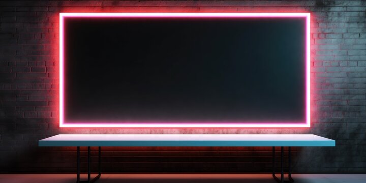 A contemporary corporate or business office, fine dining restaurant branding white empty blank neon sign frame mockup  