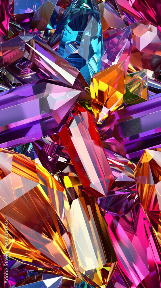 Aufkleber Glittering array of multicolored crystals forming a seamless pattern, perfect for backgrounds and textures
