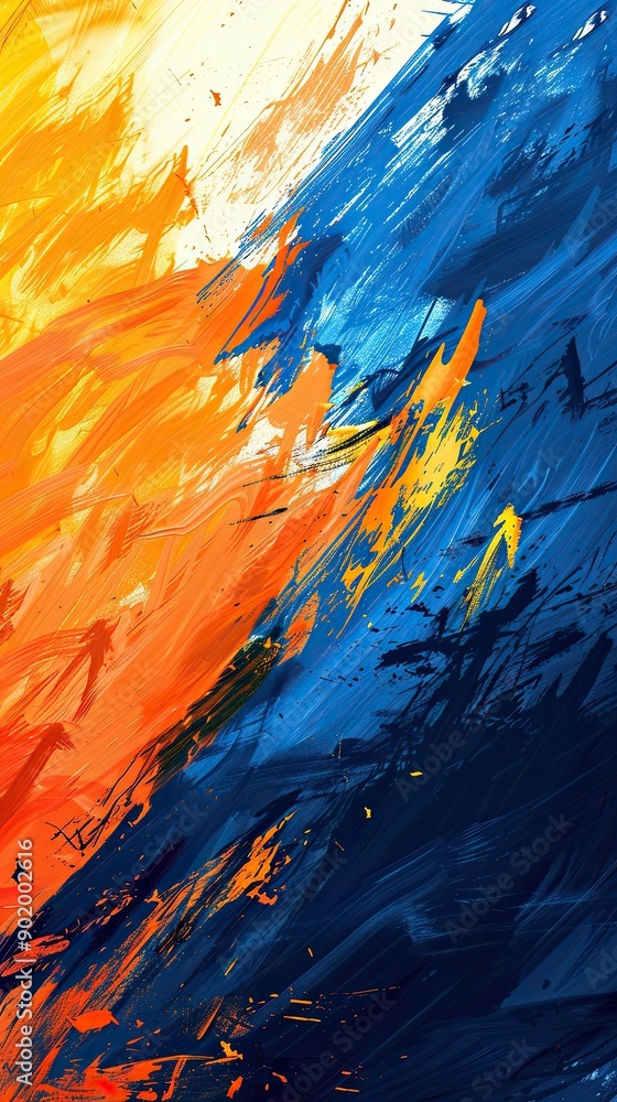 Poster vibrant swirls of electric blue and sunny orange create dynamic abstract art for modern spaces