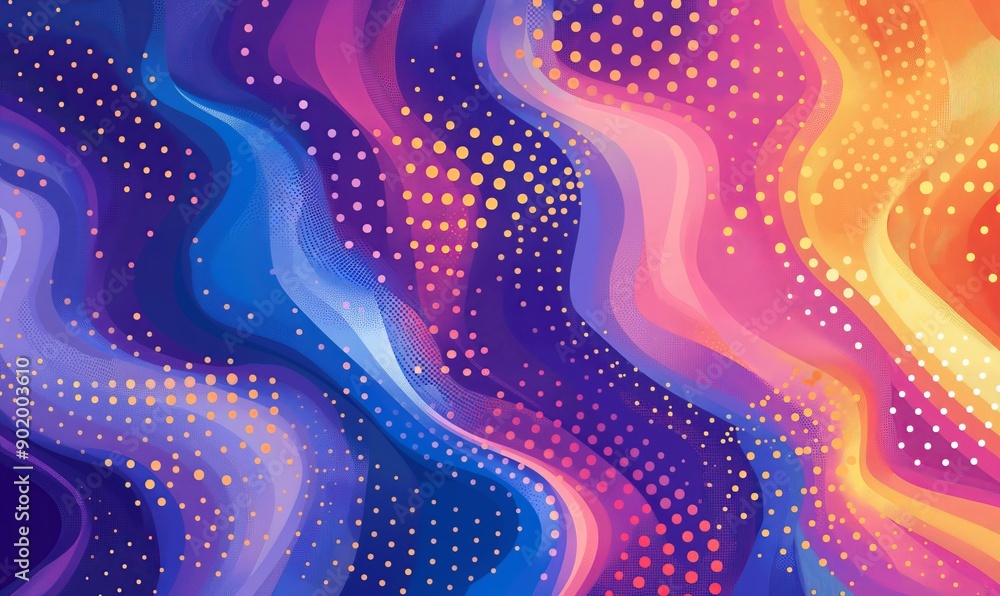 Aufkleber vibrant abstract background featuring colorful gradient waves and an array of scattered dots. the im