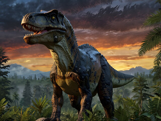 Realistic image of a dinosaur similar to allosaurus