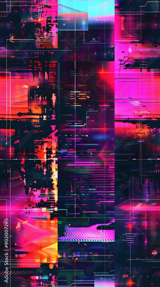 Aufkleber abstract technology design creates a colorful background with a seamless glitch art pattern