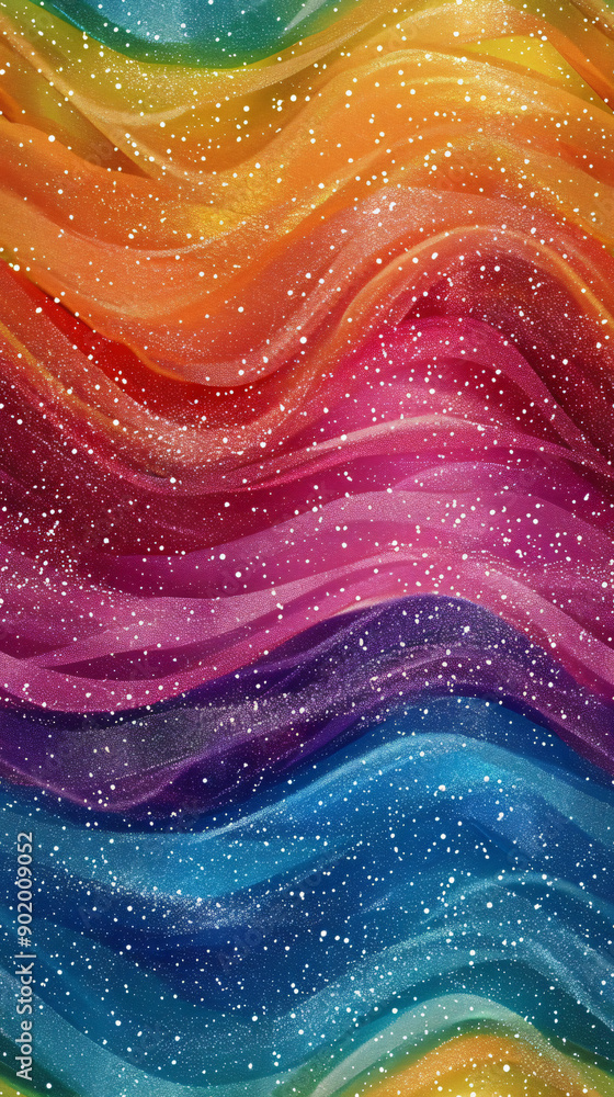 Poster vibrant wavy seamless pattern shimmering with vivid particles, ideal for festive backdrops and imagi