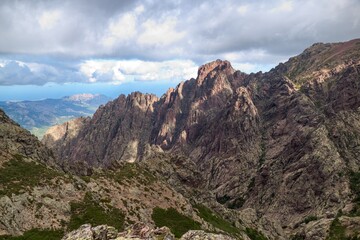 Obraz premium hiking the GR20 trail corsica island france