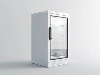 Promotional Portable Mini Glass Door Beverage Display Fridge Refrigerator Cooler with Graphic Light Box, 3D illustration.