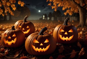 Halloween pumpkin, autumn, night