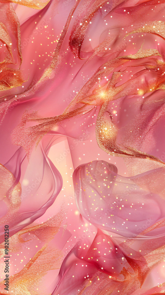 Poster Elegant pink and gold abstract background with seamless pattern, ideal for enhancing any design project