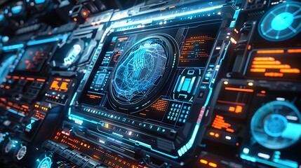 Sci-fi interface with holographic displays 