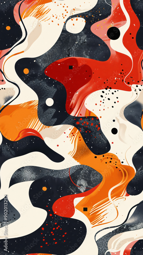 Aufkleber Vibrant seamless pattern fusing fluid organic forms with vivid hues for a captivating and dynamic design