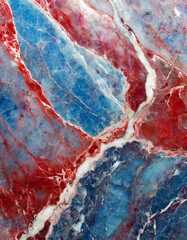 Vivid Abstract Marble Texture. Striking Red and Blue Veins with Intricate Patterns and Colorful Striations. Vertical Patriotic Banner USA Flag Election President Independence Day Voting Vote