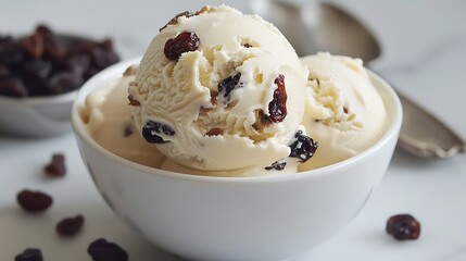 Rum raisin ice cream with raisins 