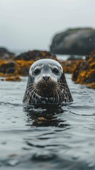 Fototapeta premium A seal is swimming in the ocean