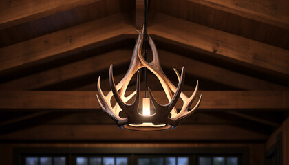 Rustic family room antler chandelier 