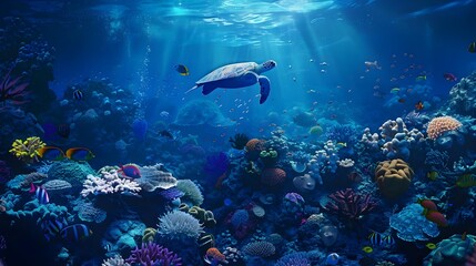 Fototapeta premium Underwater coral reef landscape