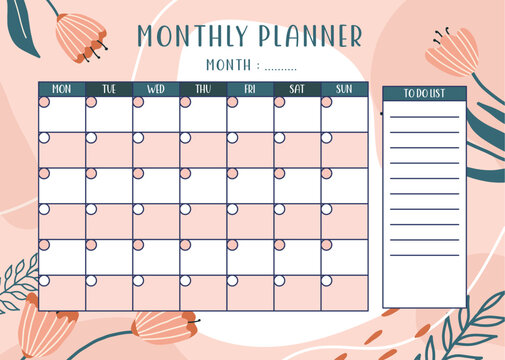 MONTHLY PLANNER PINK FLORAL