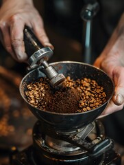 coffee grinder and coffee beans