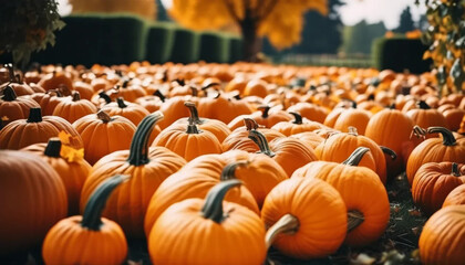 Fresh pumpkins in the garden.