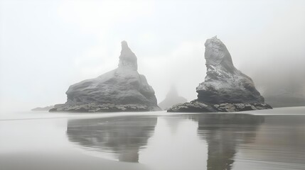 Sea stacks and rock formations on the beach