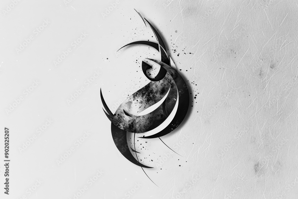 Poster a black and white drawing of a circle with a triangle on top of it