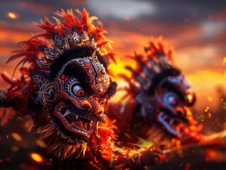 Island festivals with traditional costumes and performances, Cultural, Warm hues, Digital painting